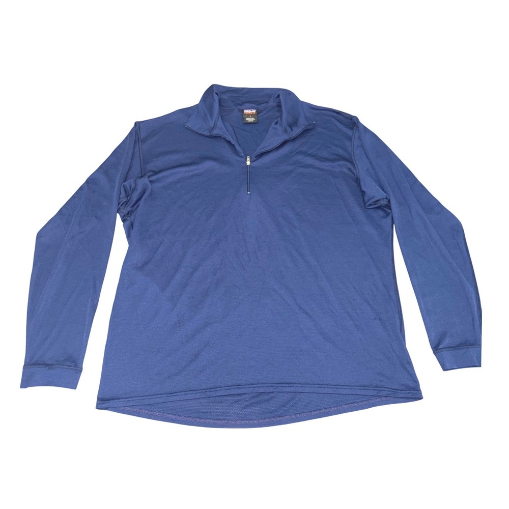 VTG 90s Patagonia Capilene 1/4 Zip Pullover Mens L Navy Blue USA Made Base Layer